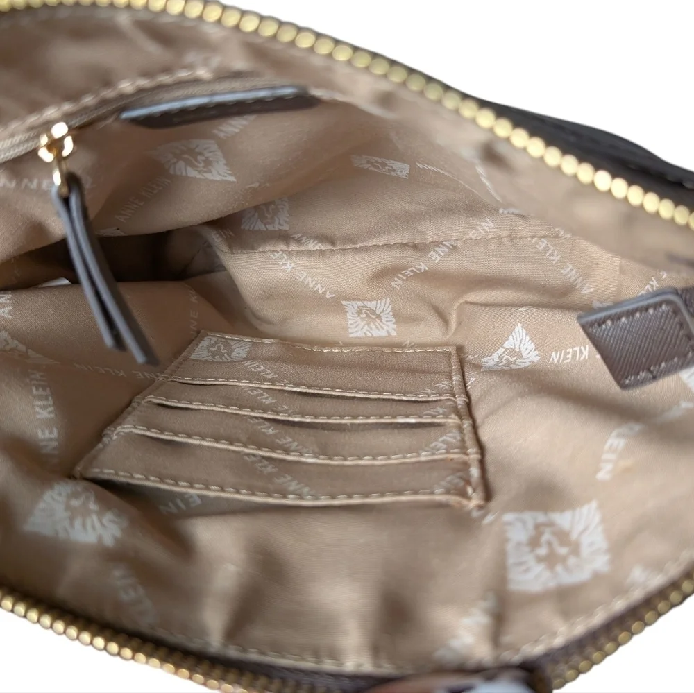Anne Klein Brown Bag Set Purse Wallet Duo Gold Accents Chain New No Tags
